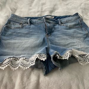 Shorts from torrid. Lace detailing on the front. Barely worn.